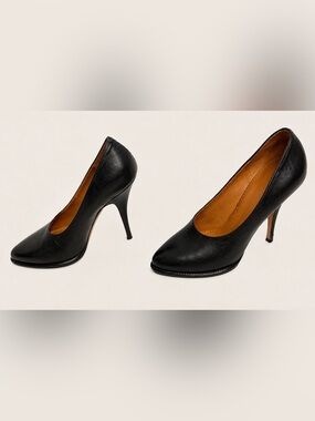 Givenchy Black Leather Pointed Toe Pumps Heels EU 37.5 US 7.5 Made In Italy